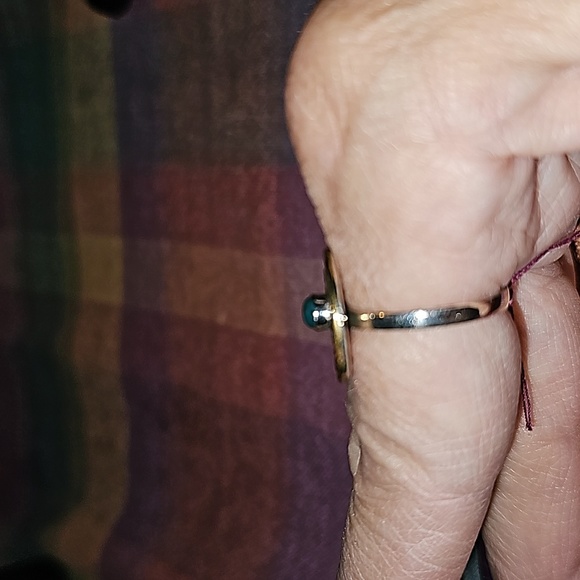 New Sterling silver Green onyx circle ring, size 9 - Picture 3 of 6